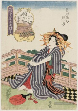 le cinquième mois hanagoromo de la wakanaya Keisai Ukiyoye Peinture à l'huile